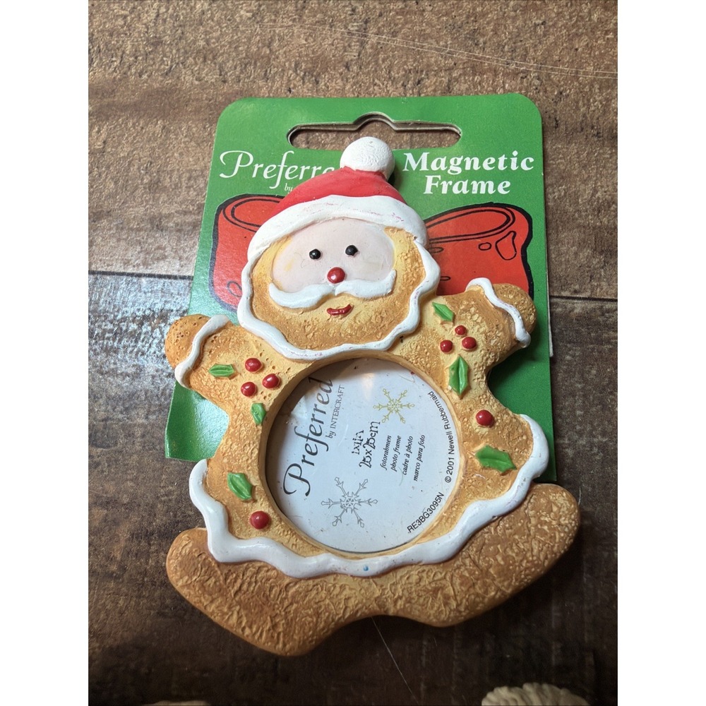 Christmas Refrigerator Magnets Resin Angel Gingerbread Santa Vintage Lot Of 3 - Picture 2 of 16